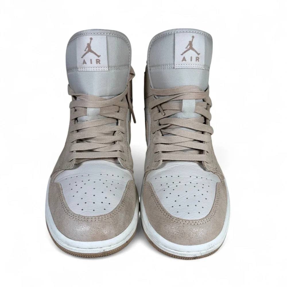Nike Air Jordan 1 Mid Linen College Grey Light Bone Men's US‎ 10